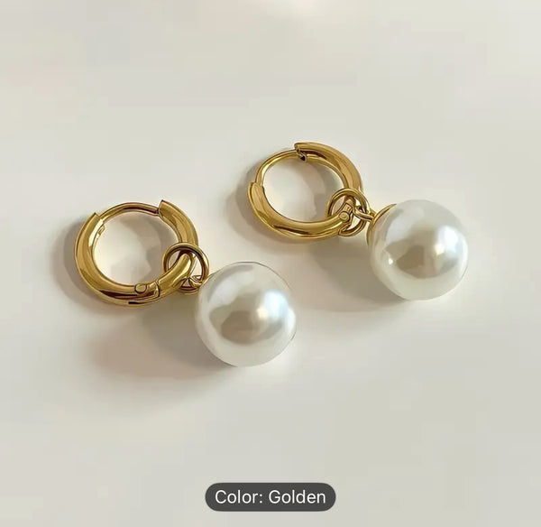 Aurora Pearl Drop Hoop Earrings