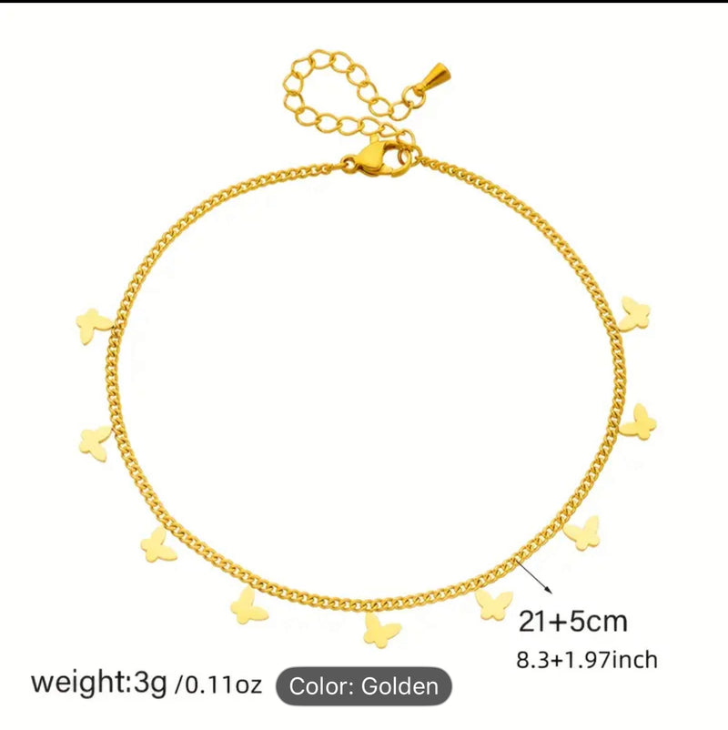 Golden Heart Charm Anklet