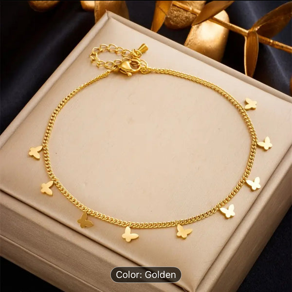 Golden Heart Charm Anklet