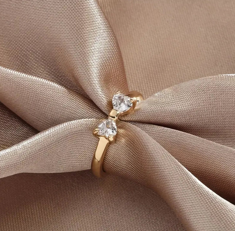 Bowknot Heart Rhinestone Ring