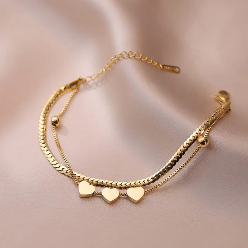 Triple Heart Layered Bracelet