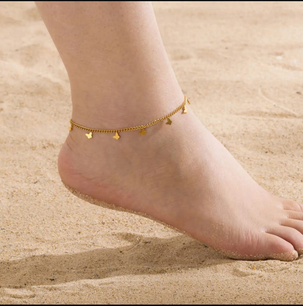 Golden Heart Charm Anklet
