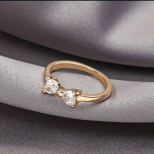 Bowknot Heart Rhinestone Ring