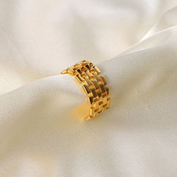 Golden Grid Adjustable Ring