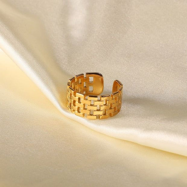 Golden Grid Adjustable Ring
