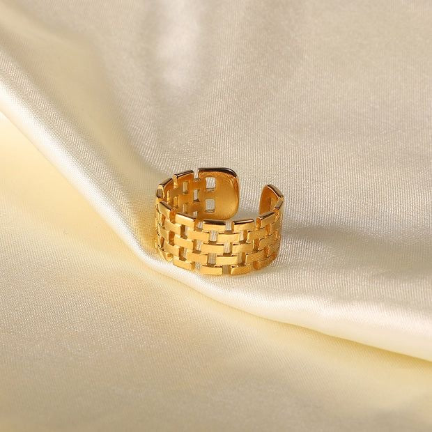 Golden Grid Adjustable Ring