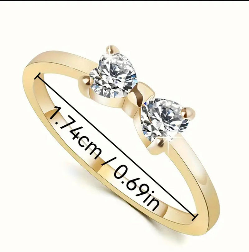 Bowknot Heart Rhinestone Ring