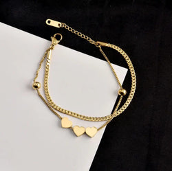 Triple Heart Layered Bracelet