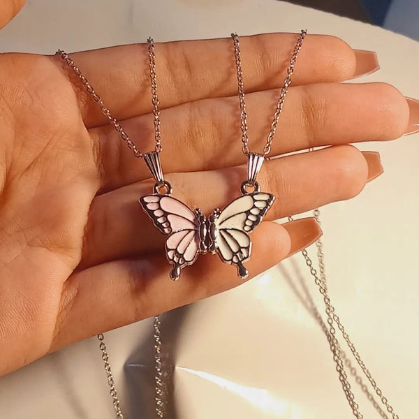 Pink Magnetic Butterfly Necklace – Best Friend Jewelry