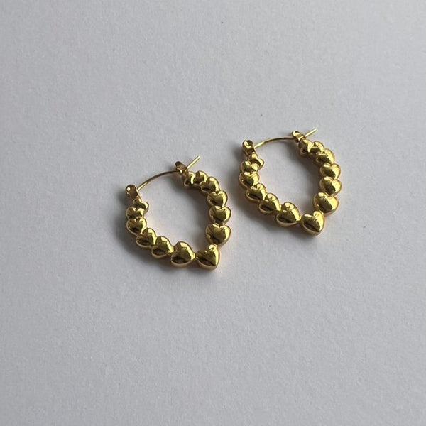Gold Heart Hoop Earrings