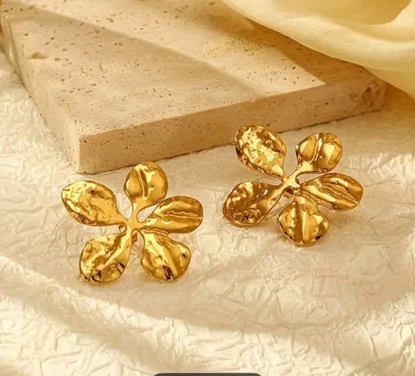 Golden Petal Statement Earrings