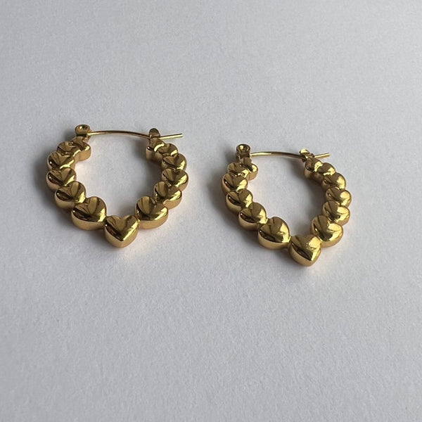 Gold Heart Hoop Earrings