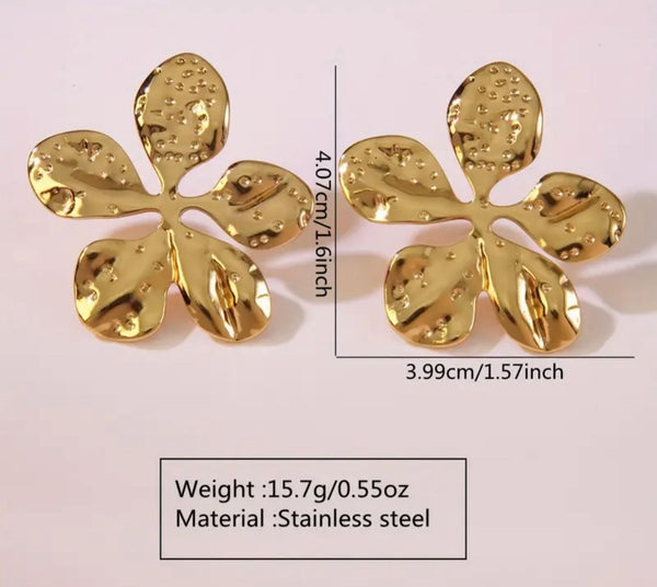 Golden Petal Statement Earrings